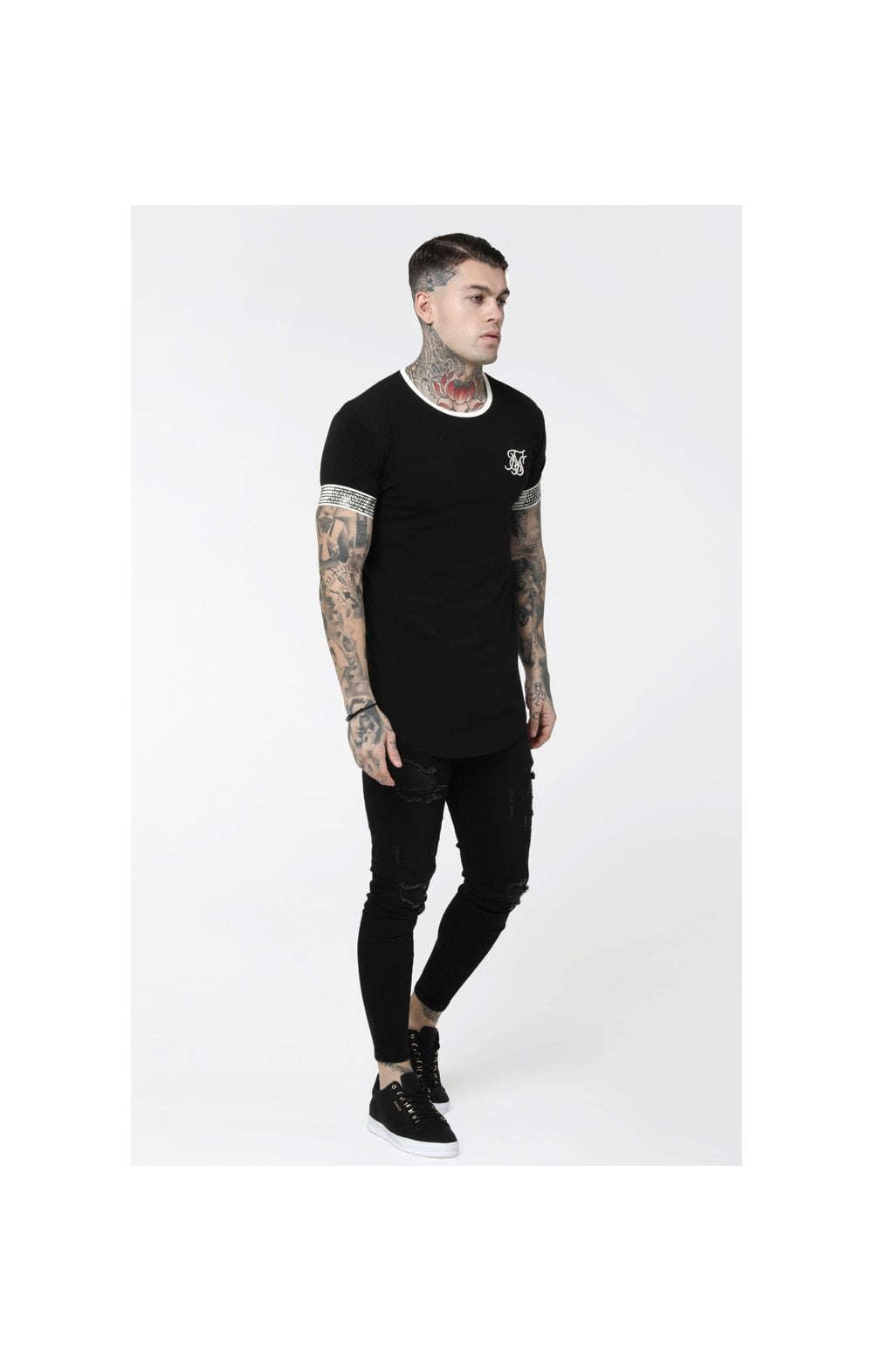 SikSilk Runner Cuff Gym Tee - Black (4)