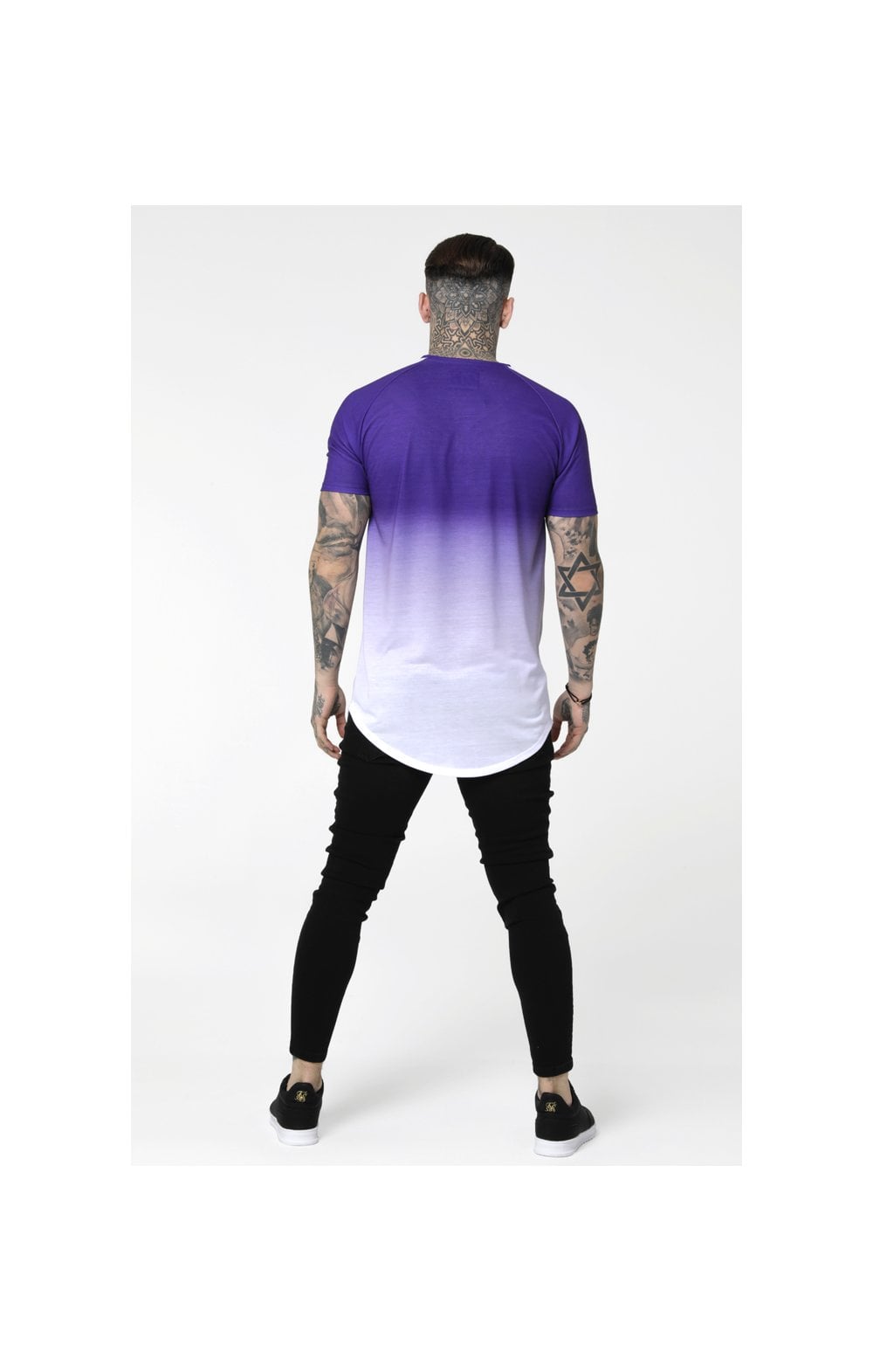 SikSilk Curved Hem Raglan Fade Tee - Purple & White (5)