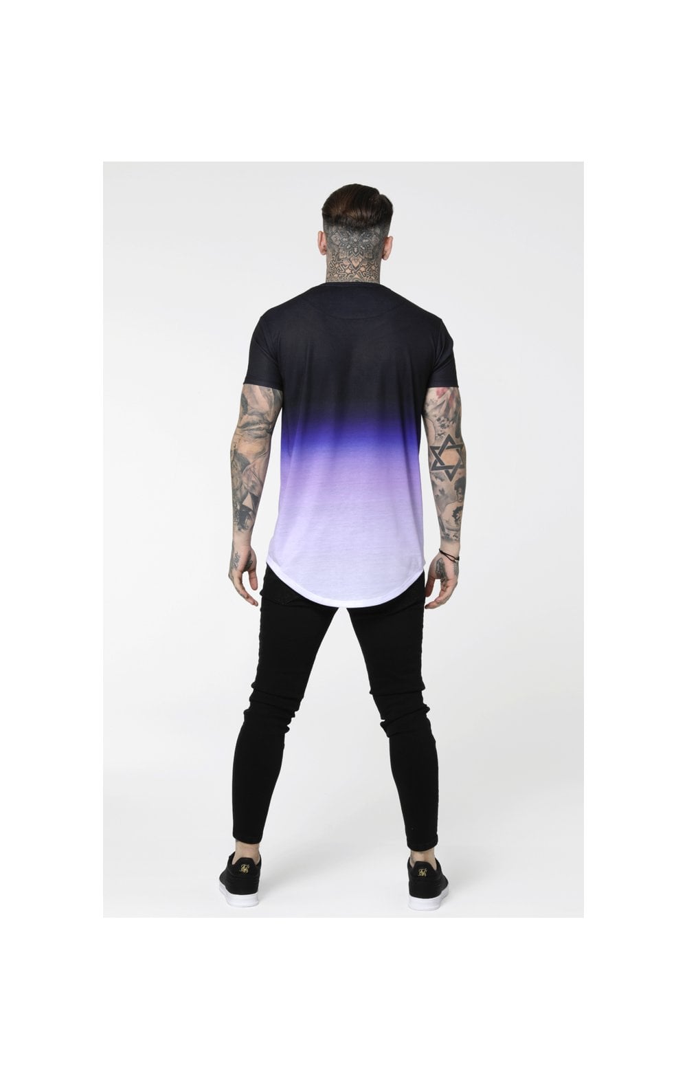 Load image into Gallery viewer, SikSilk Curved Hem Fade Tee - Black,Purple &amp; White (5)