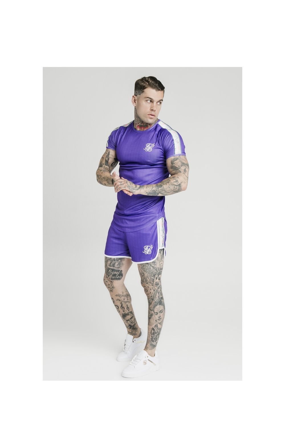 SikSilk Tape Trials Gym Tee – Purple (1)