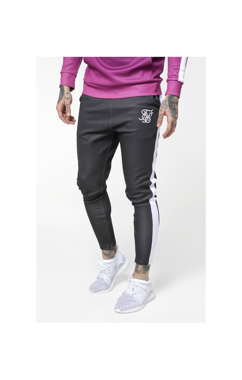 SikSilk Vapour Track Pants - Grey & White (1)