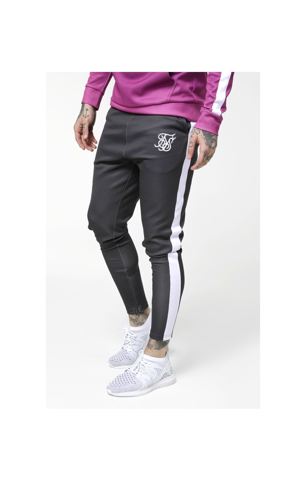 SikSilk Vapour Track Pants - Grey & White (2)