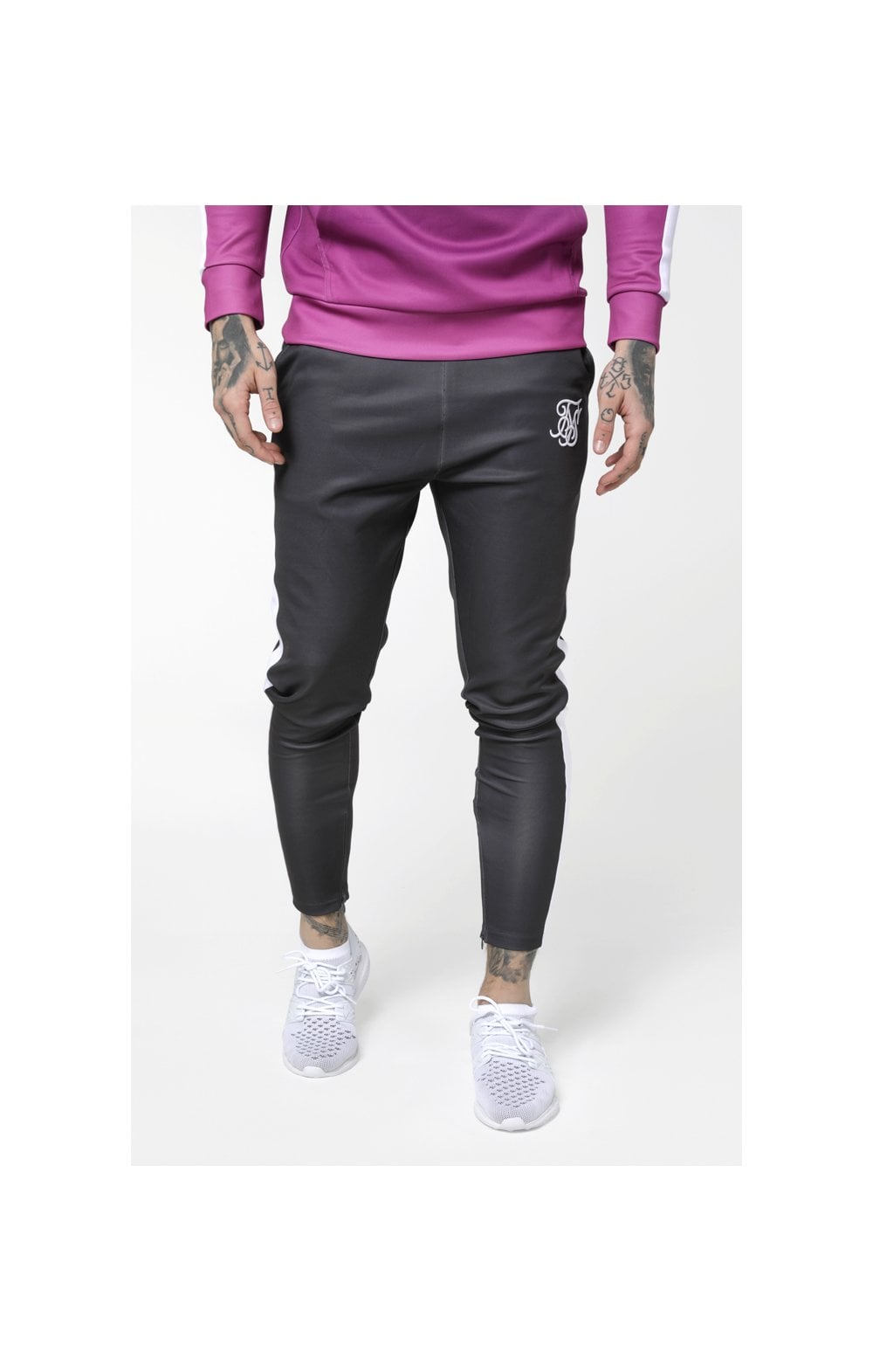 SikSilk Vapour Track Pants - Grey & White (3)