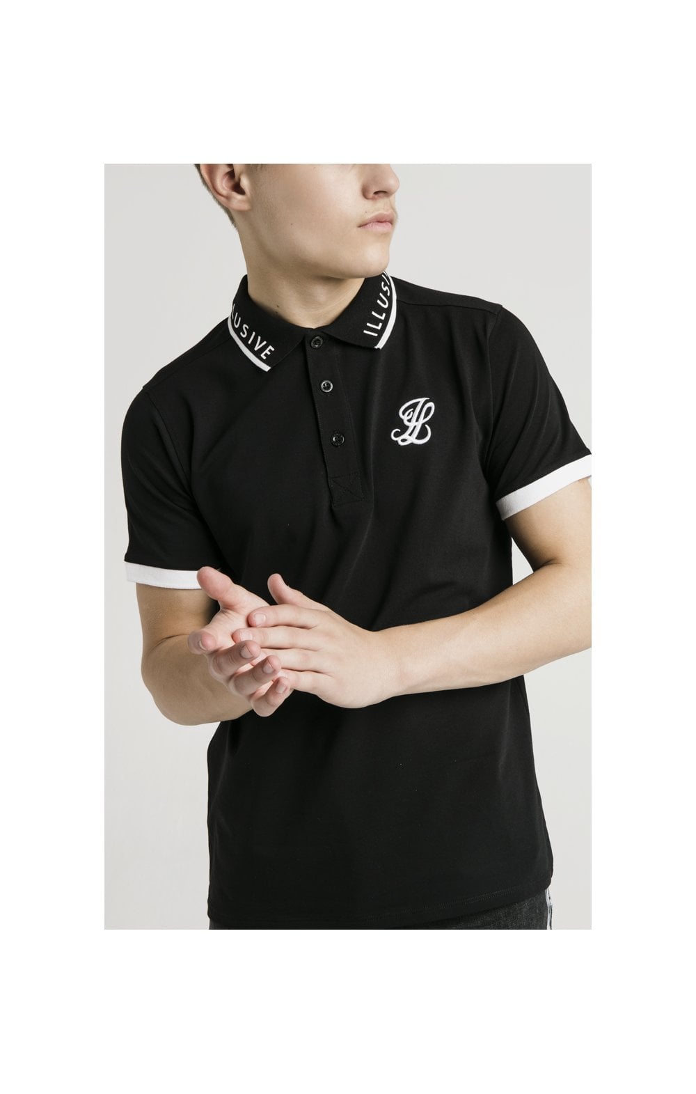 Load image into Gallery viewer, Illusive London S/S Polo Tee - Black &amp; White
