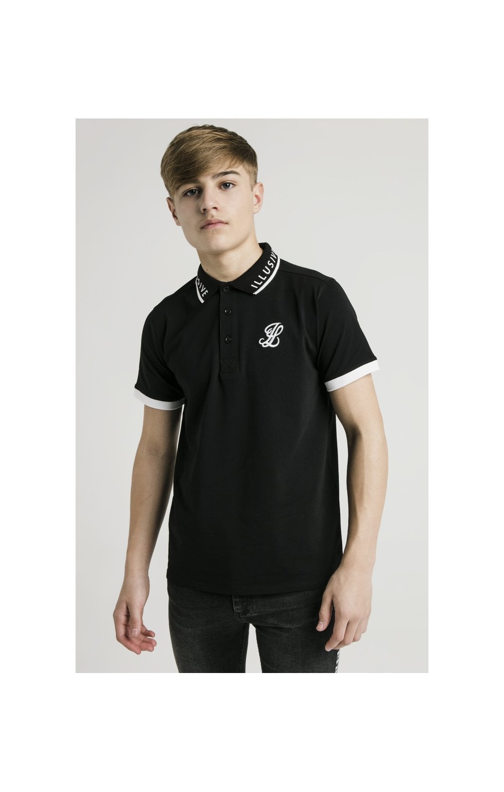 Load image into Gallery viewer, Illusive London S/S Polo Tee - Black &amp; White (1)