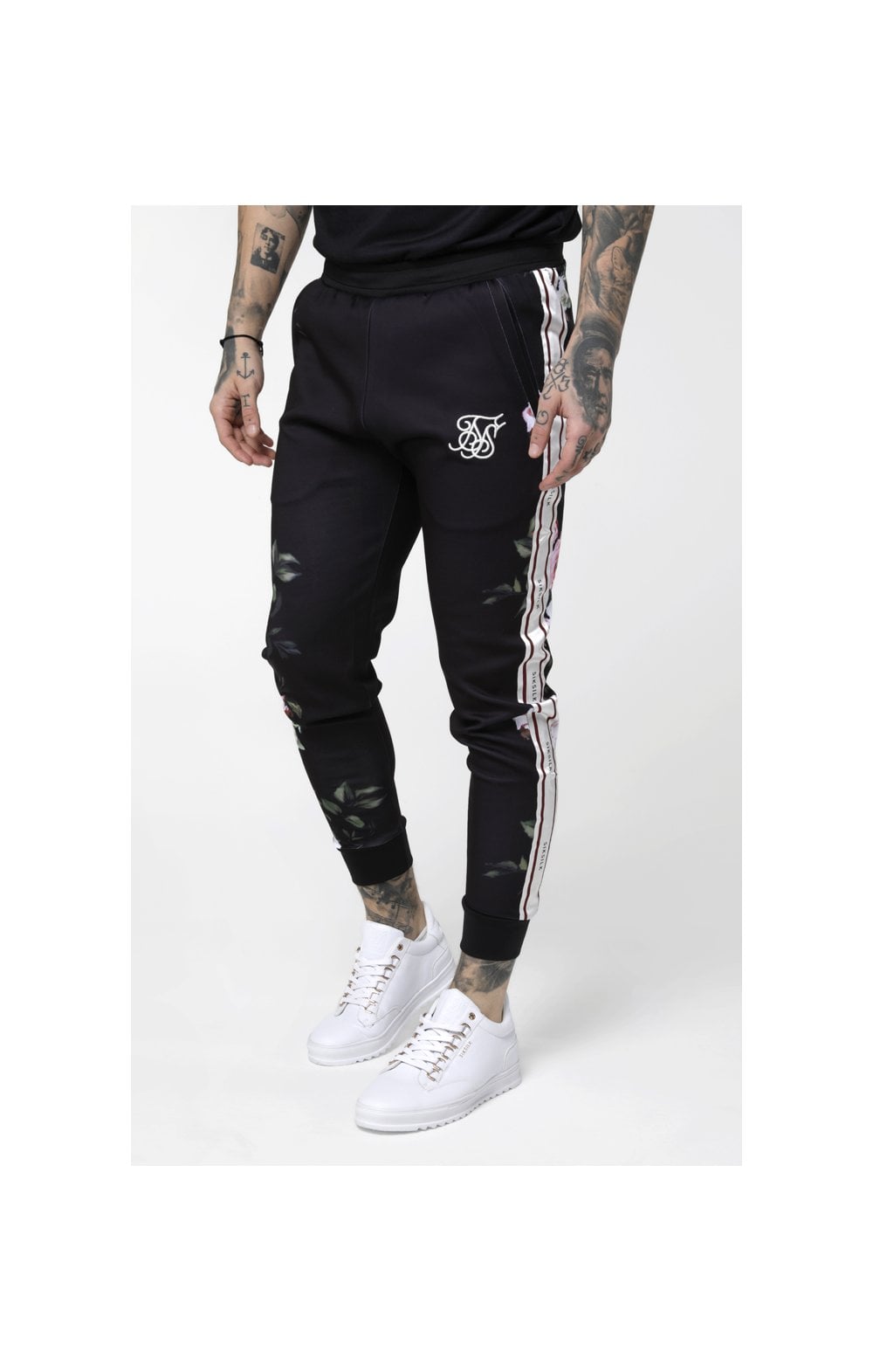 SikSilk Oil Paint Cuffed Cropped Poly Pants - Black