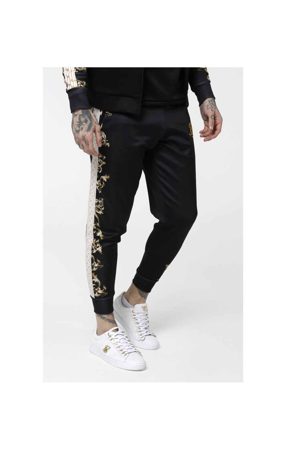 SikSilk Black Edition Polly Cuffed Pants - Black,White & Gold (3)