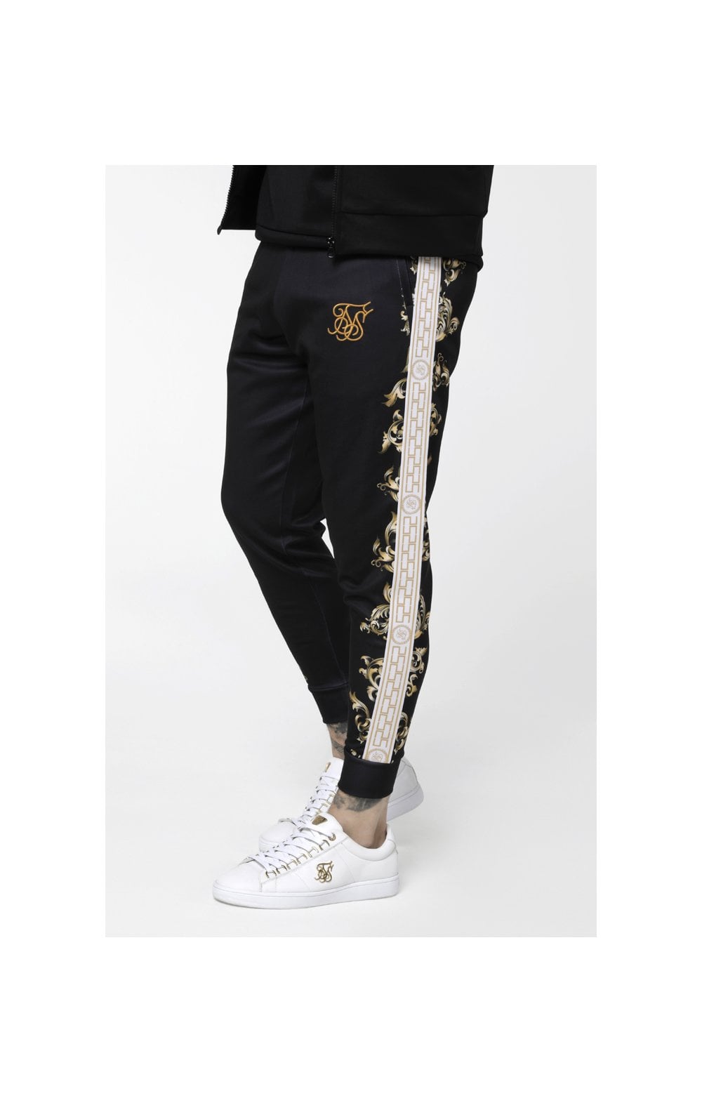 SikSilk Black Edition Polly Cuffed Pants - Black,White & Gold (1)