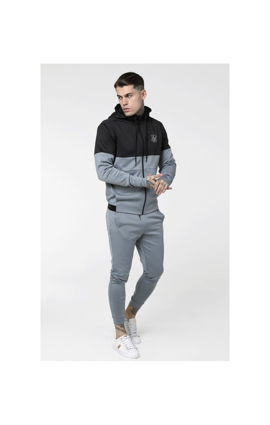 SikSilk Agility Cut & Sew Zip Through Hoodie - Dark Grey & Ice Grey