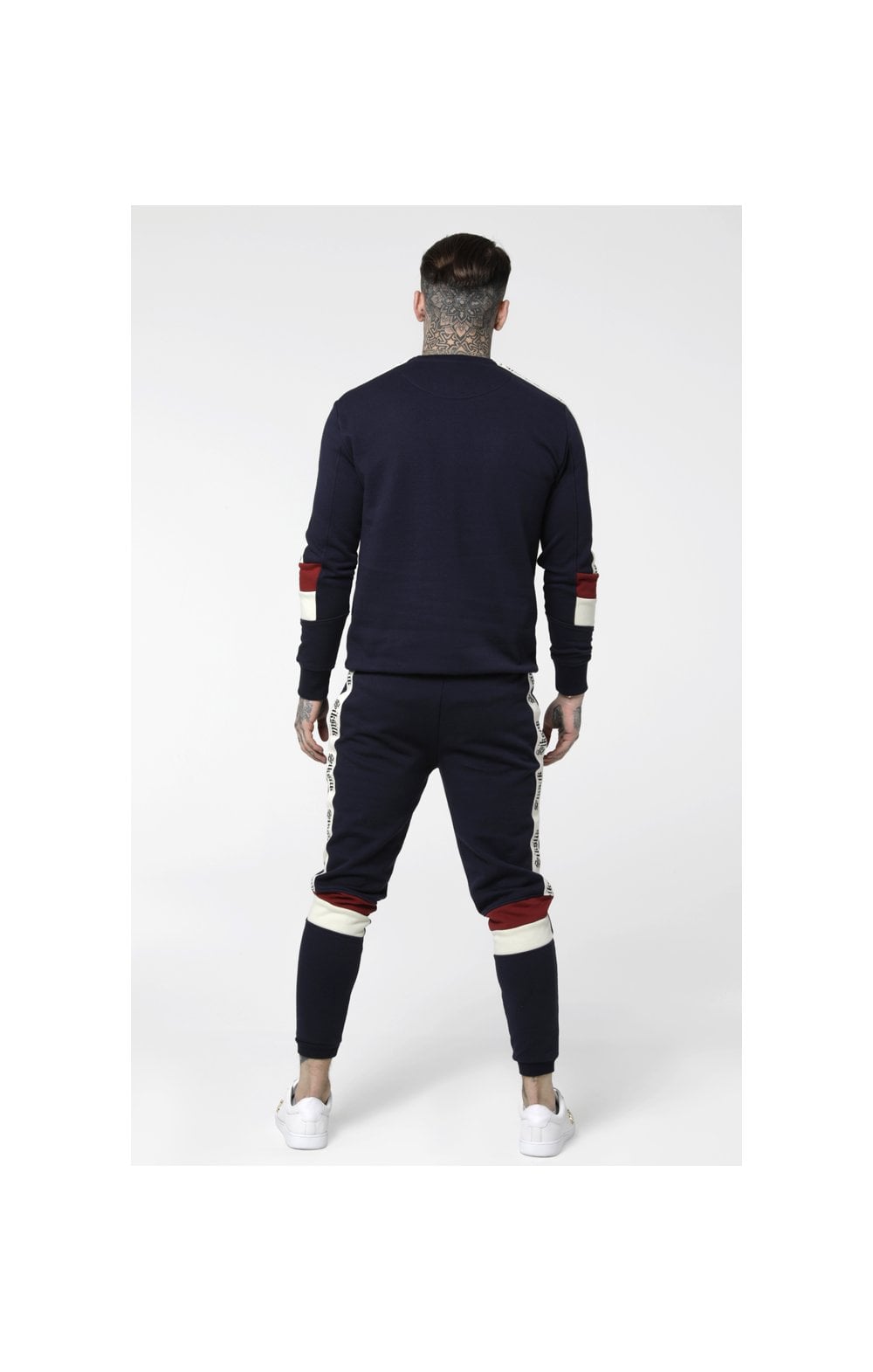 Load image into Gallery viewer, SikSilk Retro Panel Tape Crew Sweater - Navy,Red &amp; Off White (6)