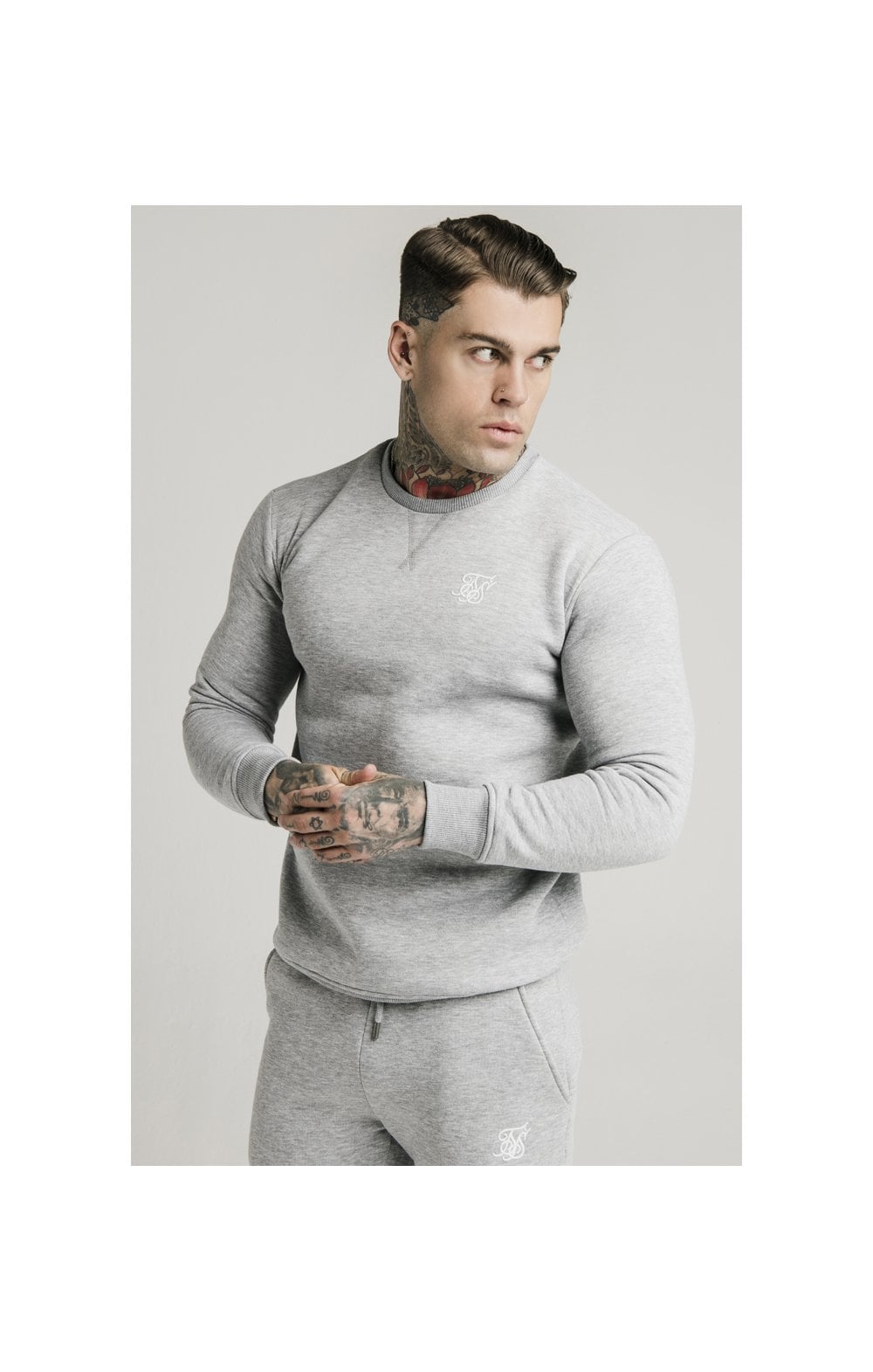 Grey Marl Essential Crew Sweatshirt (2)
