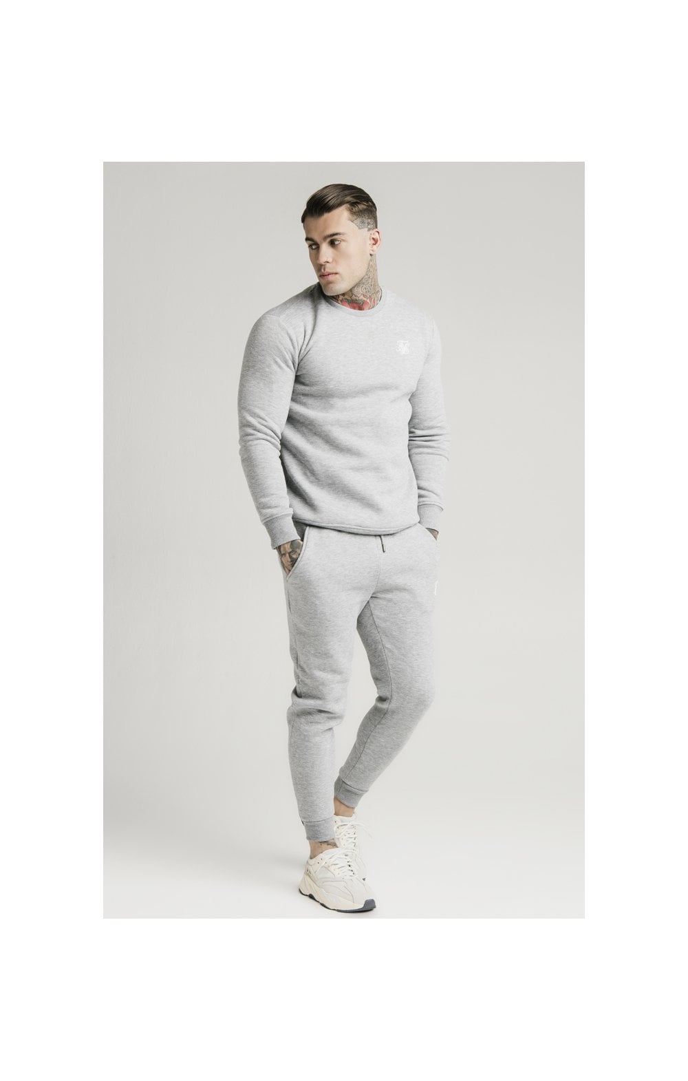 Grey Marl Essential Crew Sweatshirt (3)