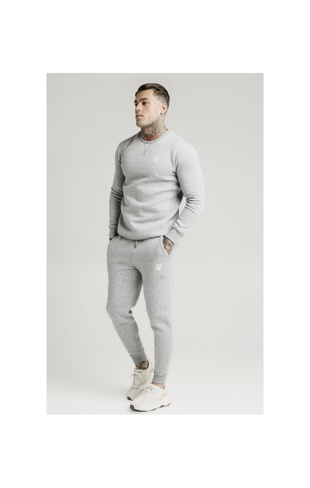 SikSilk Muscle Fit Jogger – Grey Marl (1)