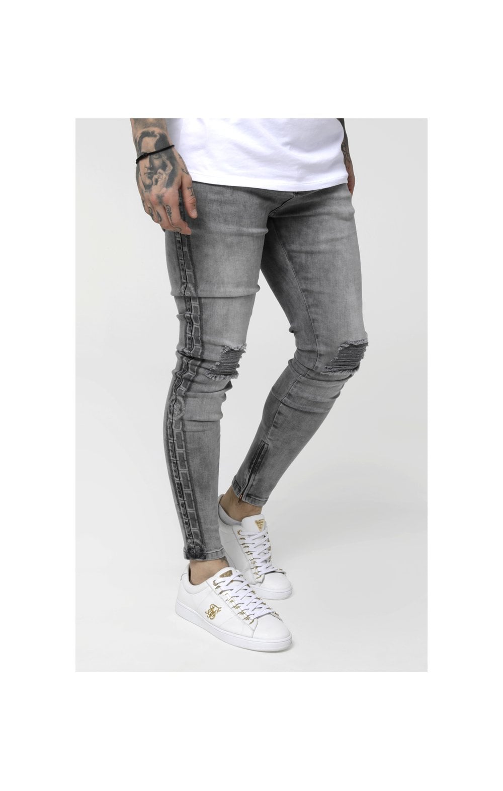 SikSilk Low Rise Cartel Denims - Snow Wash (2)