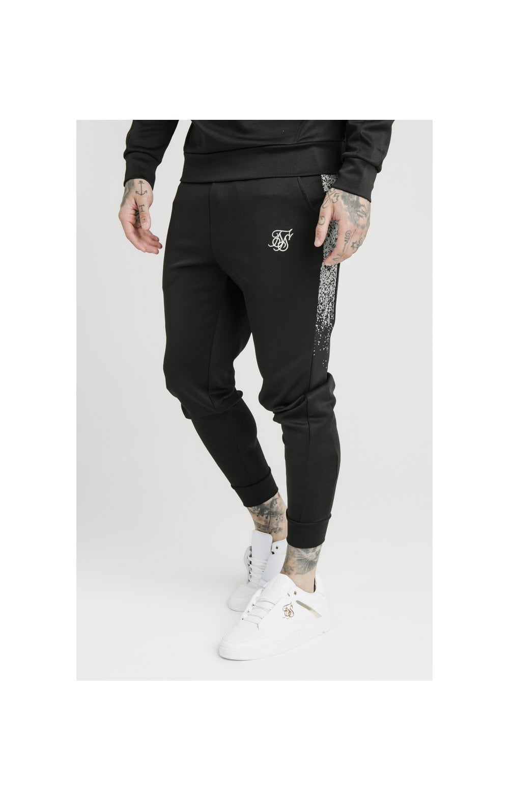 SikSilk Reflective Speckle Cuffed Joggers - Black