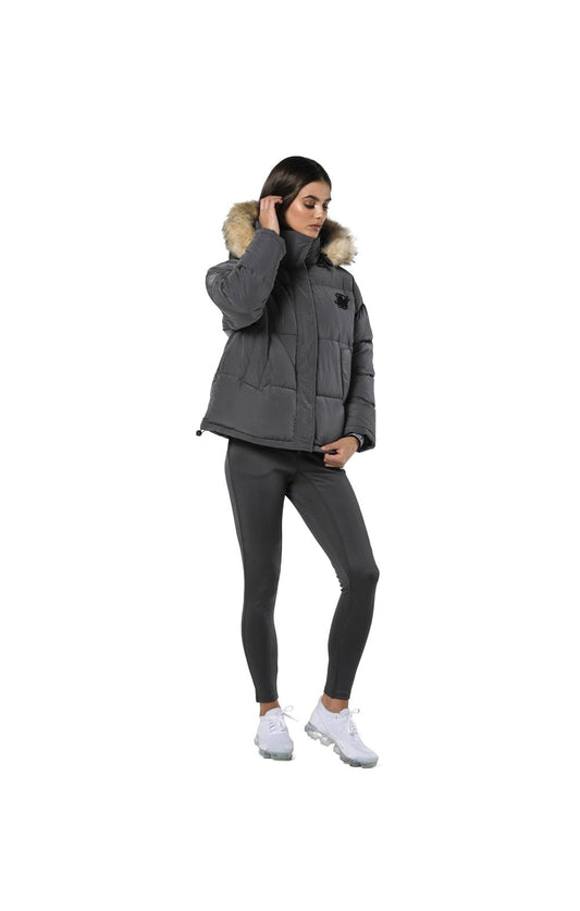 SikSilk Short Parka Jacket - Charcoal