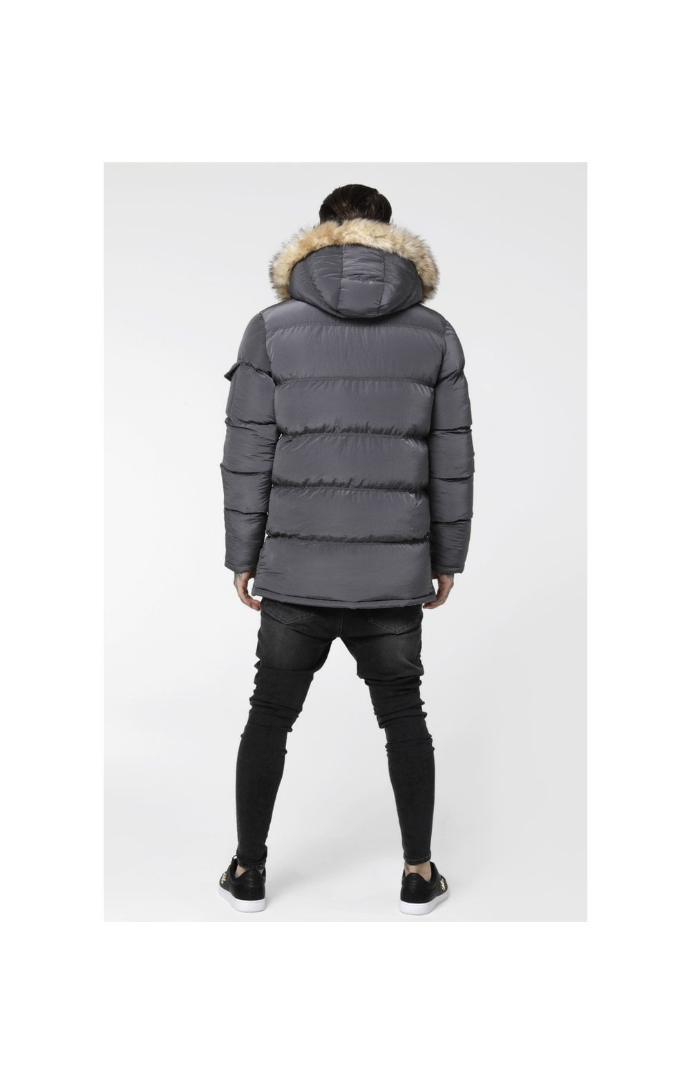 Load image into Gallery viewer, SikSilk Shiny Puff Parka – Grey (7)
