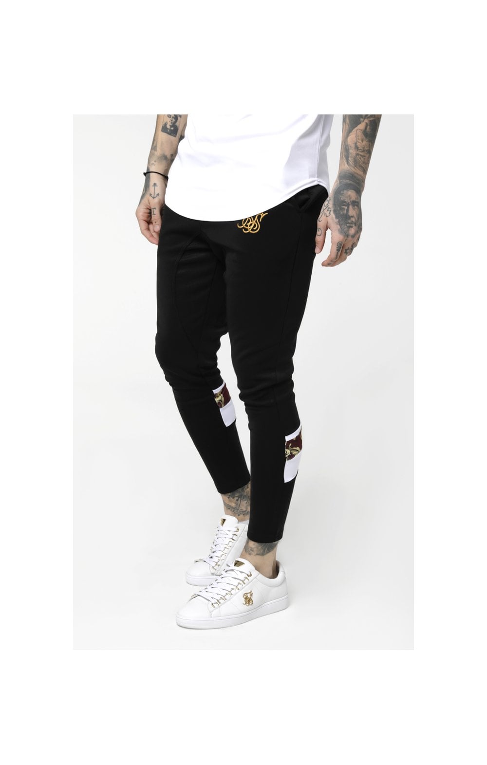 SikSilk Royal Venetian Sprint Tracksuit Pants – Black & Deep Red (2)