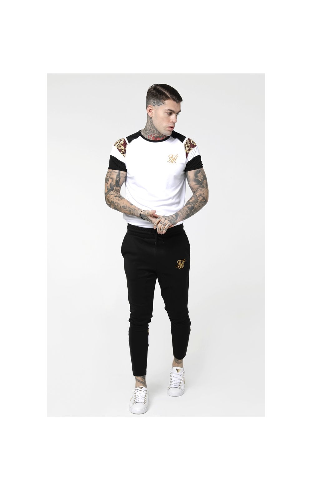 SikSilk Royal Venetian Sprint Tracksuit Pants – Black & Deep Red (3)