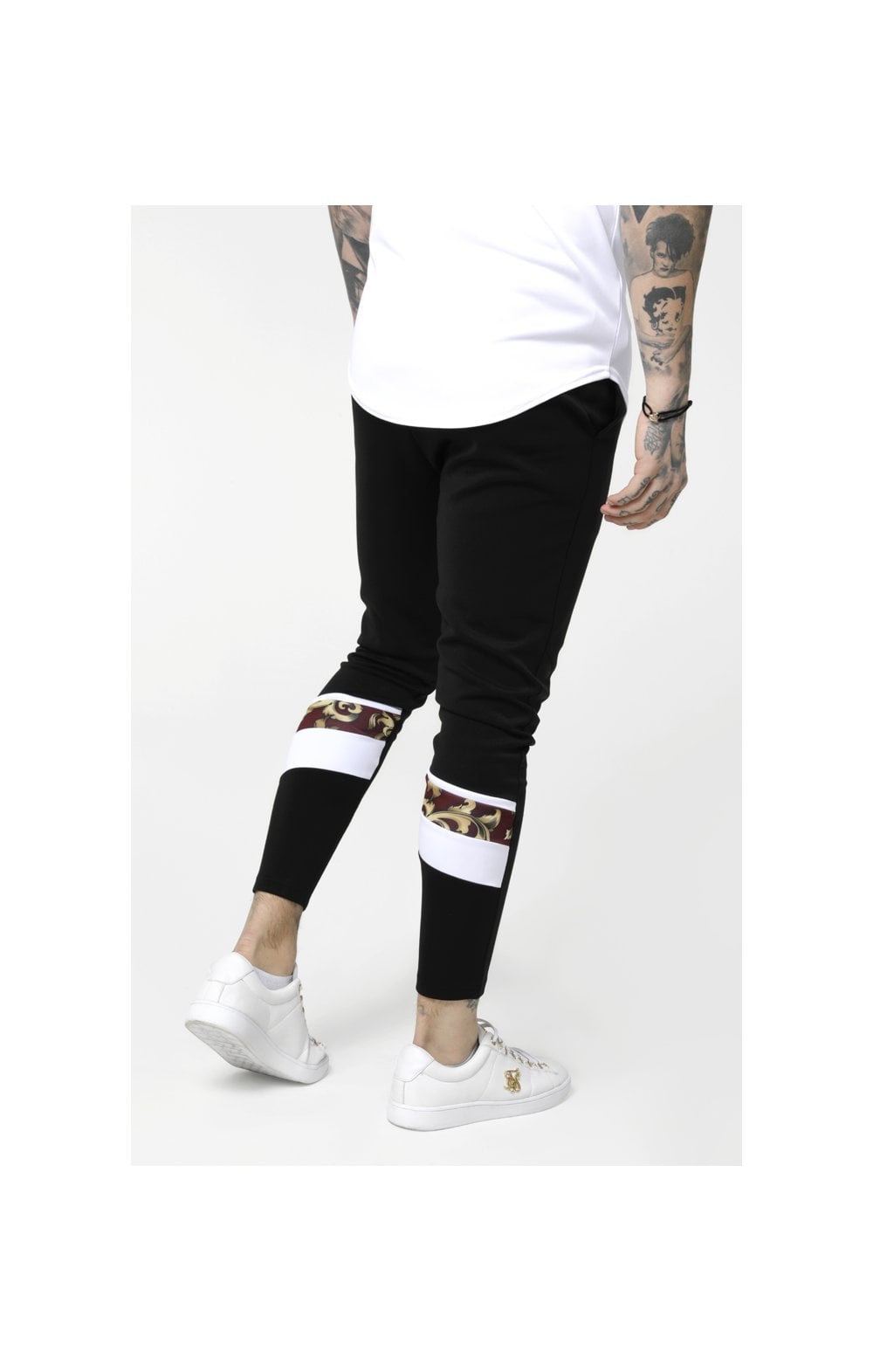 SikSilk Royal Venetian Sprint Tracksuit Pants – Black & Deep Red