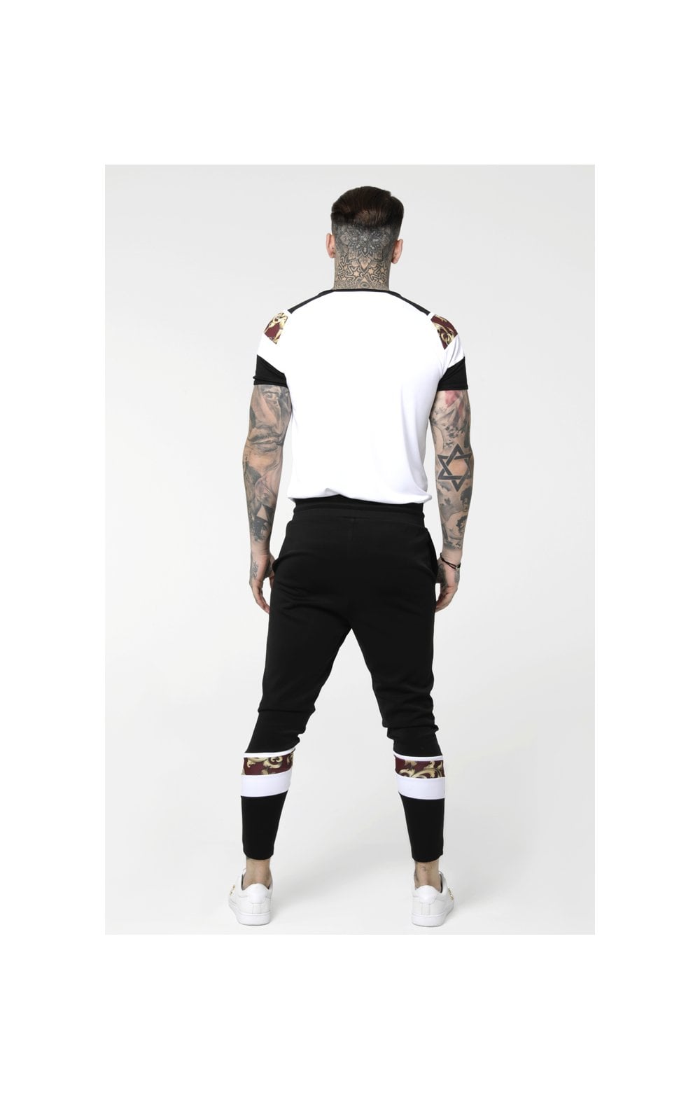 SikSilk Royal Venetian Sprint Tracksuit Pants – Black & Deep Red (4)