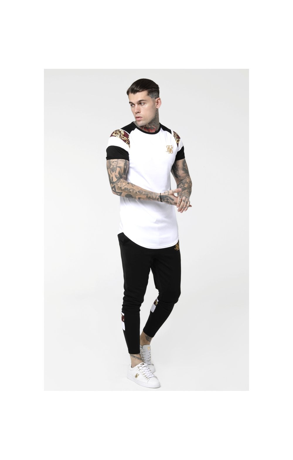 Load image into Gallery viewer, SikSilk Royal Venetian Sprint Tee - White,Black &amp; Deep Red (3)
