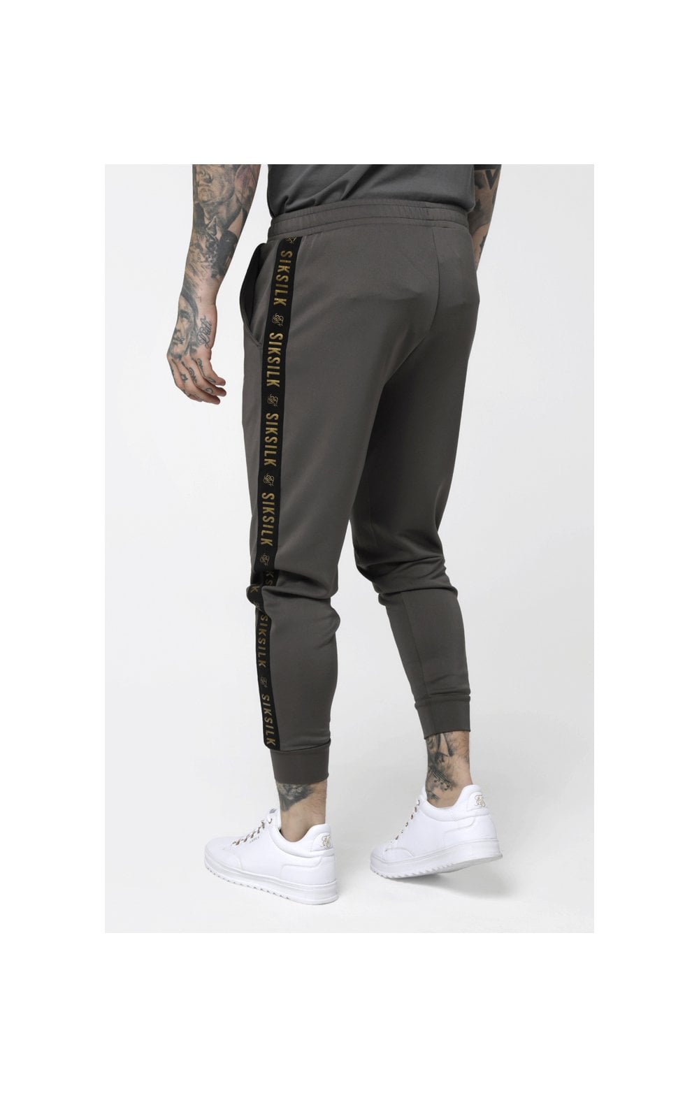Load image into Gallery viewer, SikSilk Cuffed Cropped Taped Joggers – Cement (3)