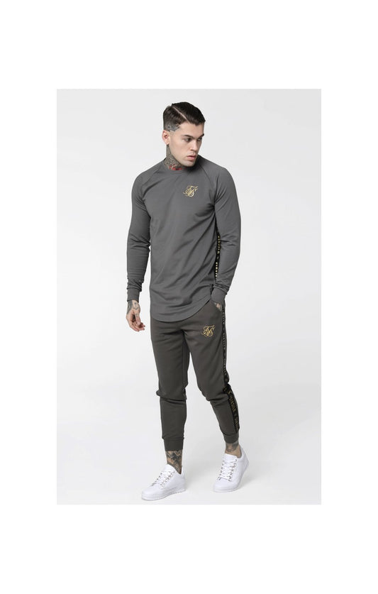 SikSilk Cuffed Cropped Taped Joggers – Cement