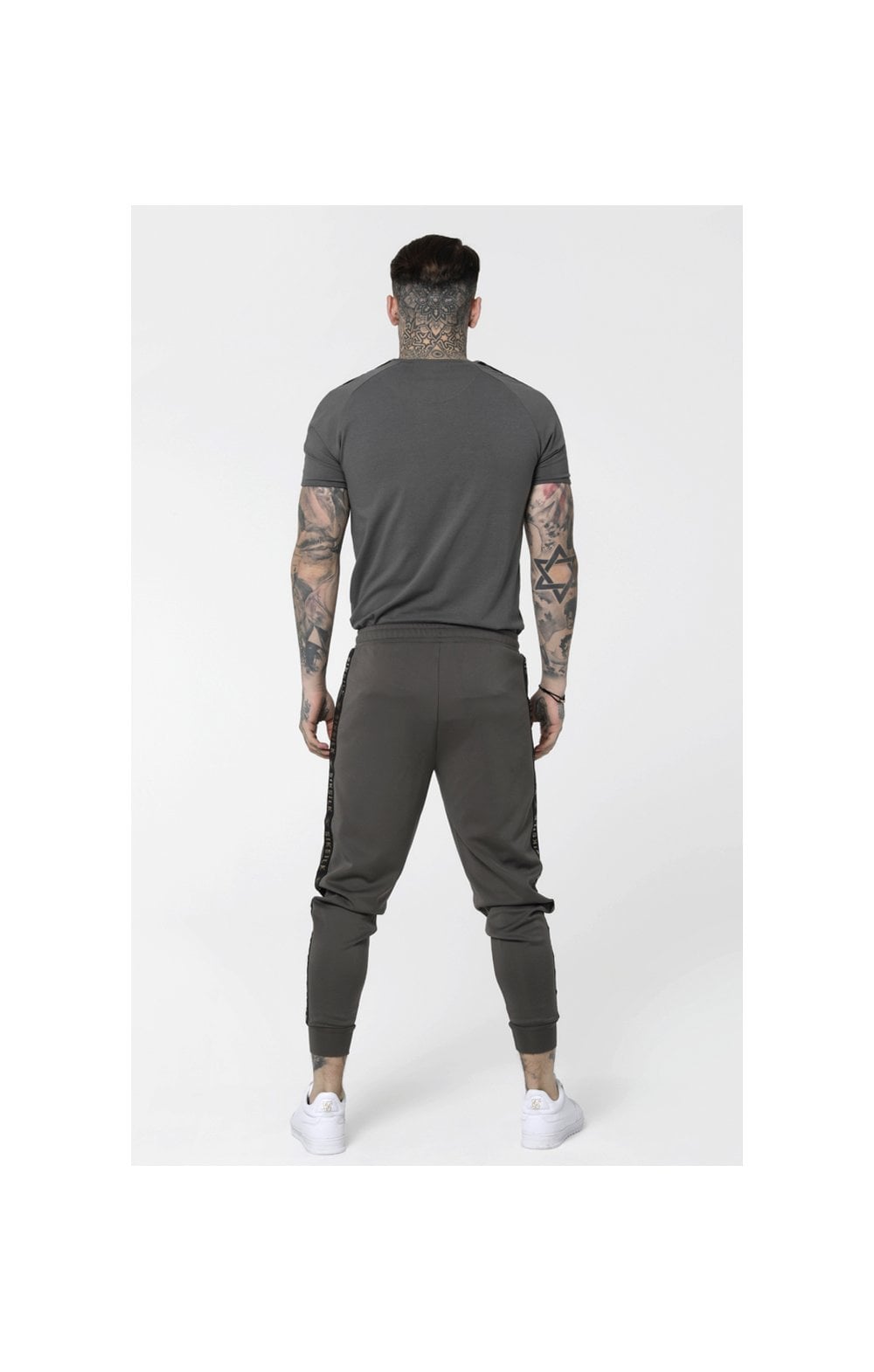 SikSilk Cuffed Cropped Taped Joggers – Cement (5)