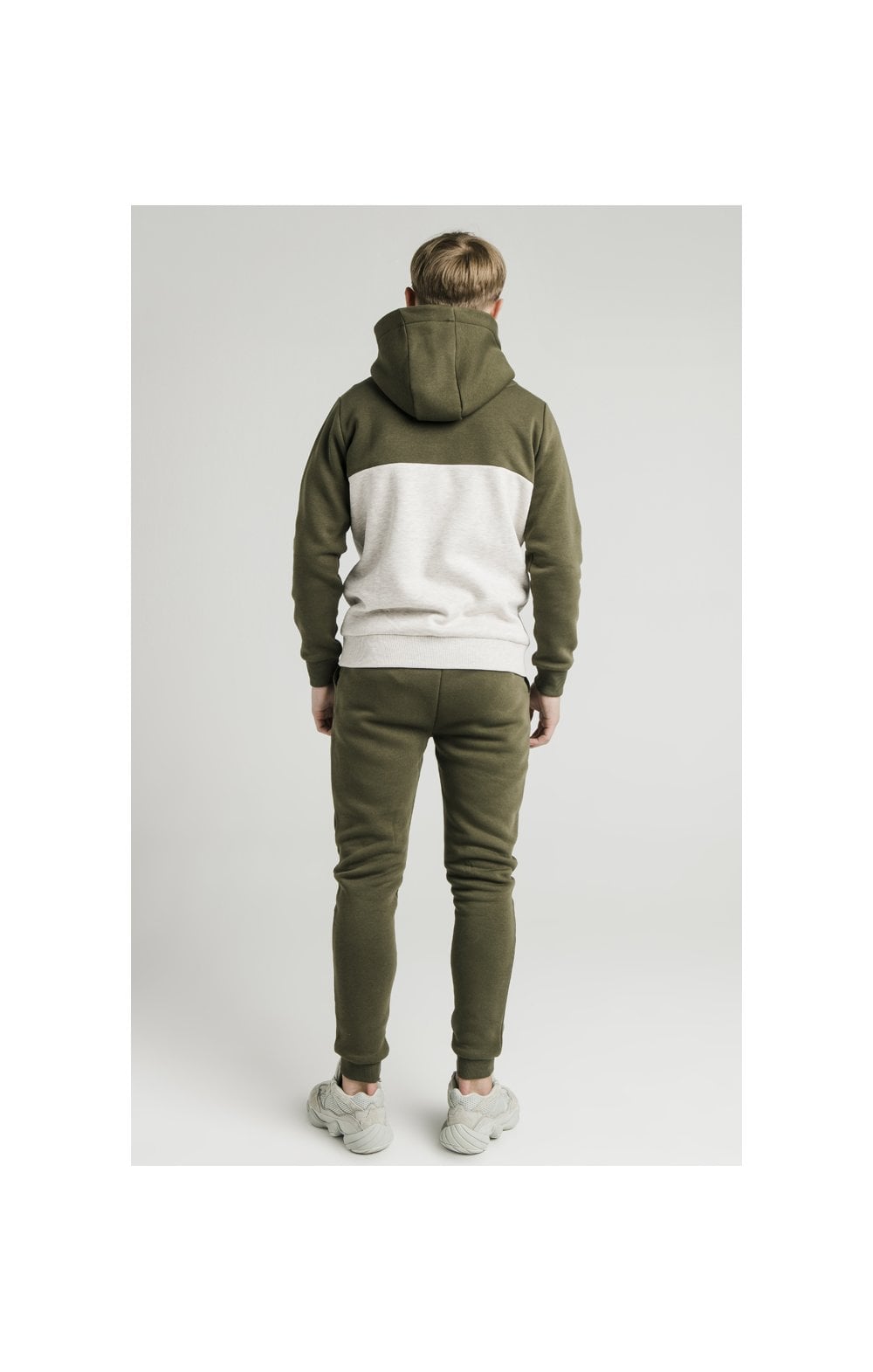 Illusive London Cut & Sew Marl Overhead Hoodie - khaki & Snow Marl (6)