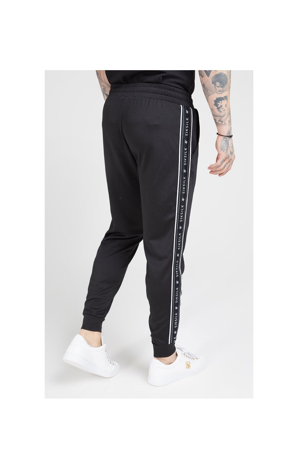 SikSilk Fitted Panel Tape Track Pants – Black (2)