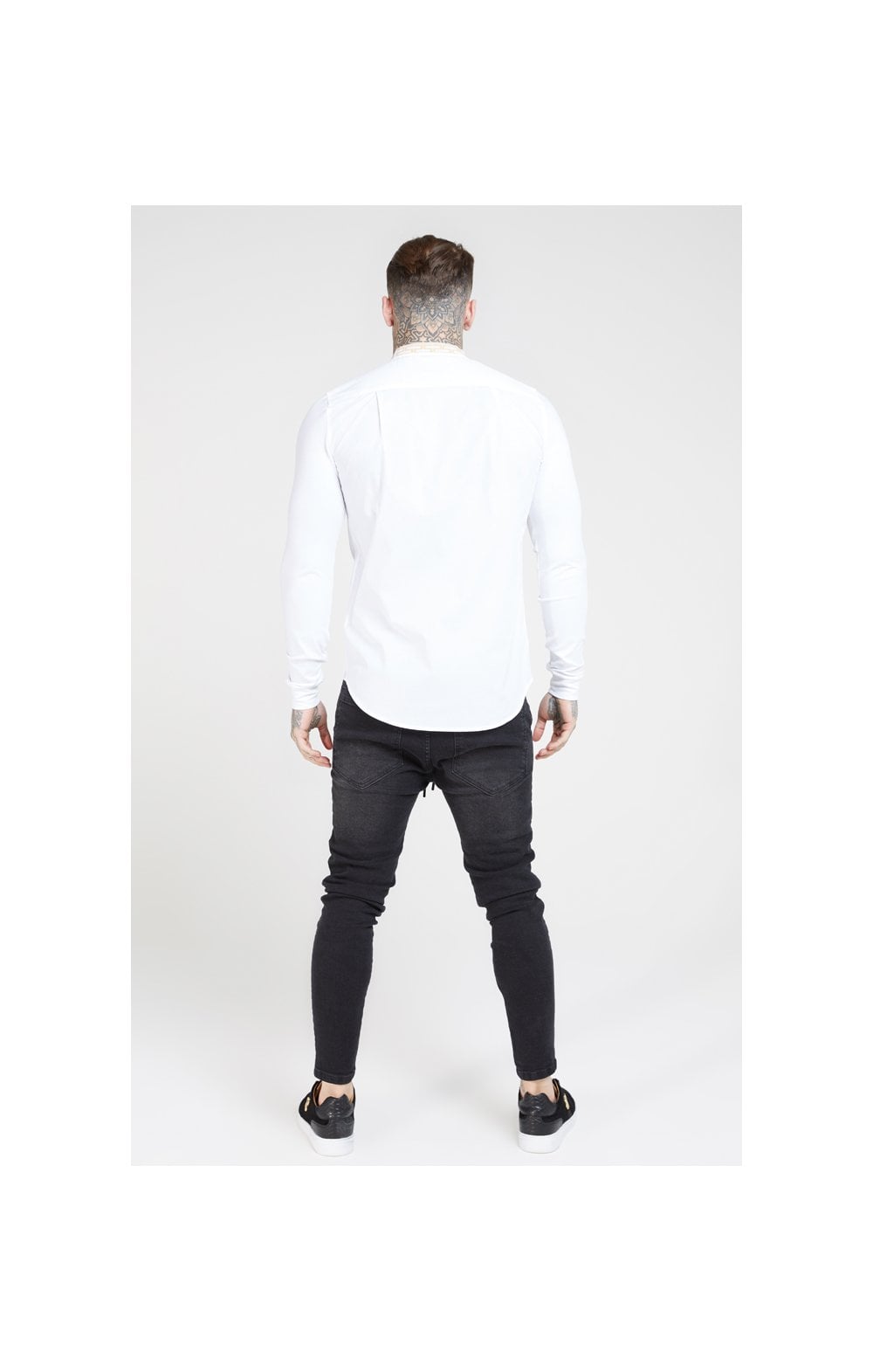 SikSilk L/S Chain Tape Collar Shirt – White (3)