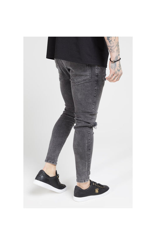 SikSilk Skinny Distressed Slice Knee Denims - Dark Grey