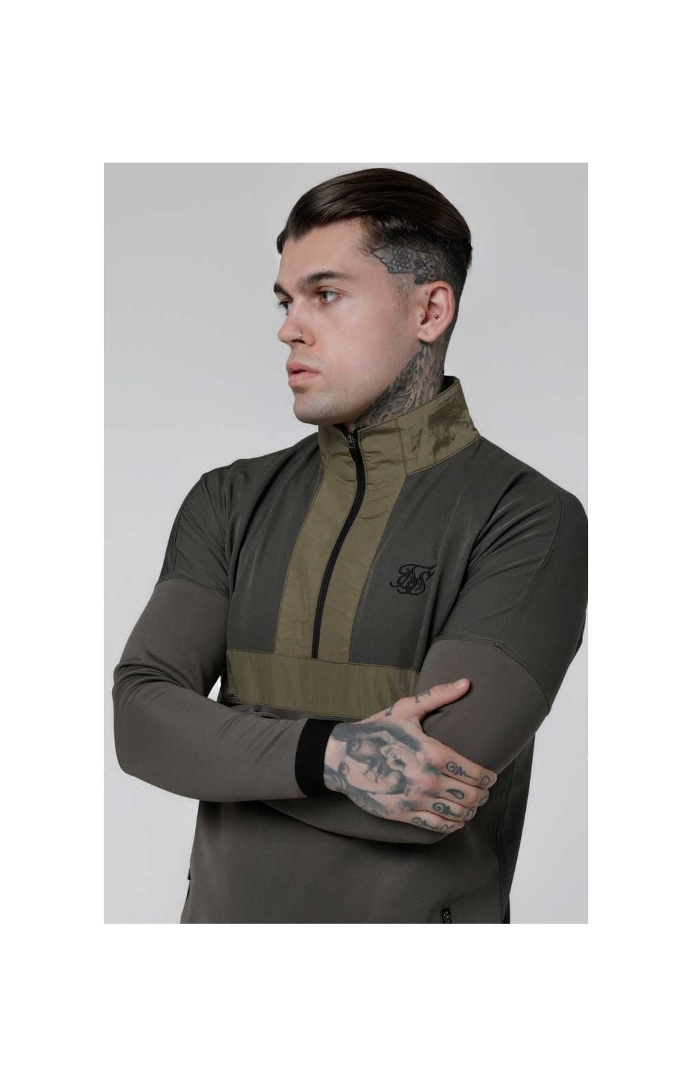 SikSilk Evolution Half Zip Track Top - Khaki (1)