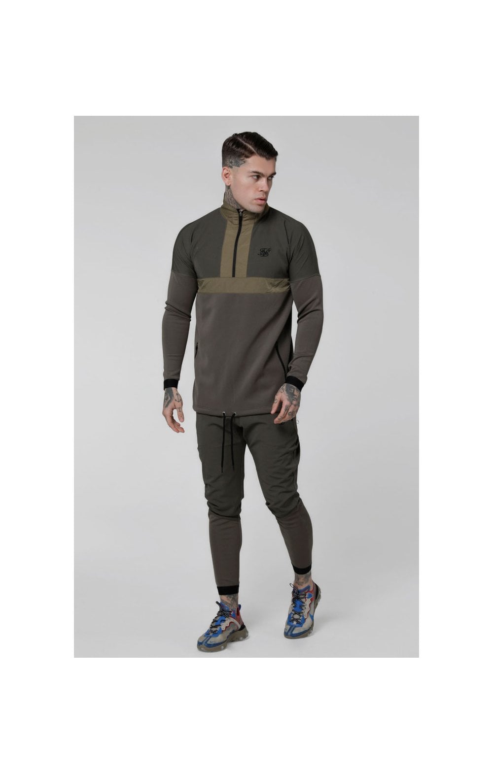 SikSilk Evolution Half Zip Track Top - Khaki (2)