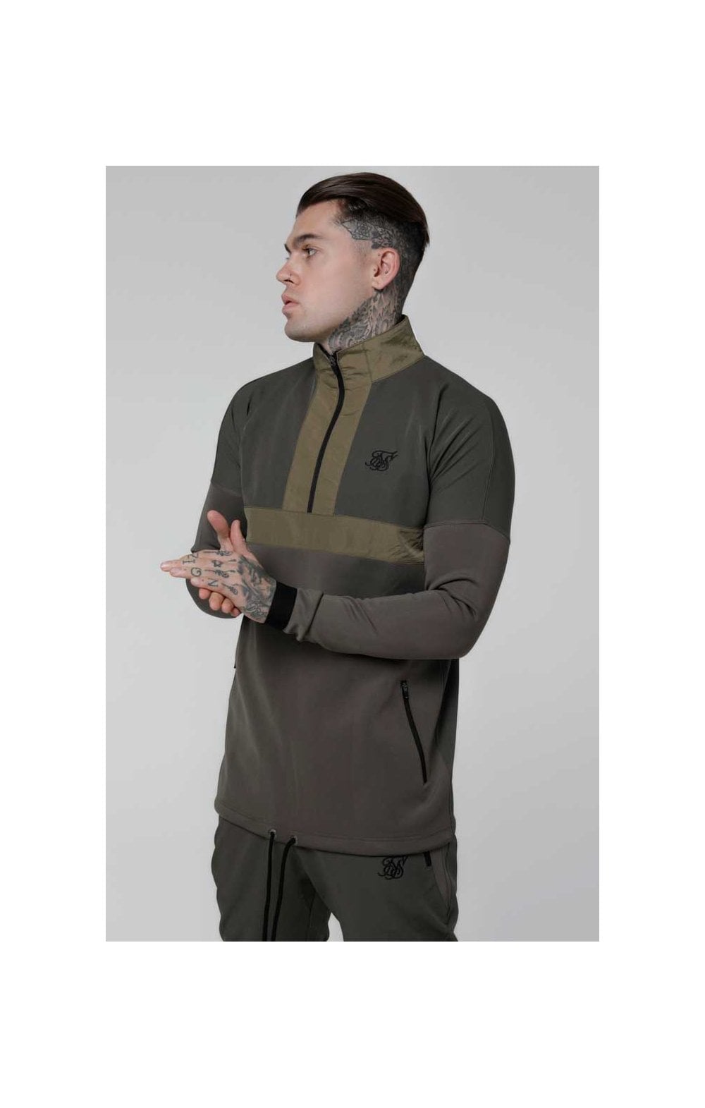 SikSilk Evolution Half Zip Track Top - Khaki