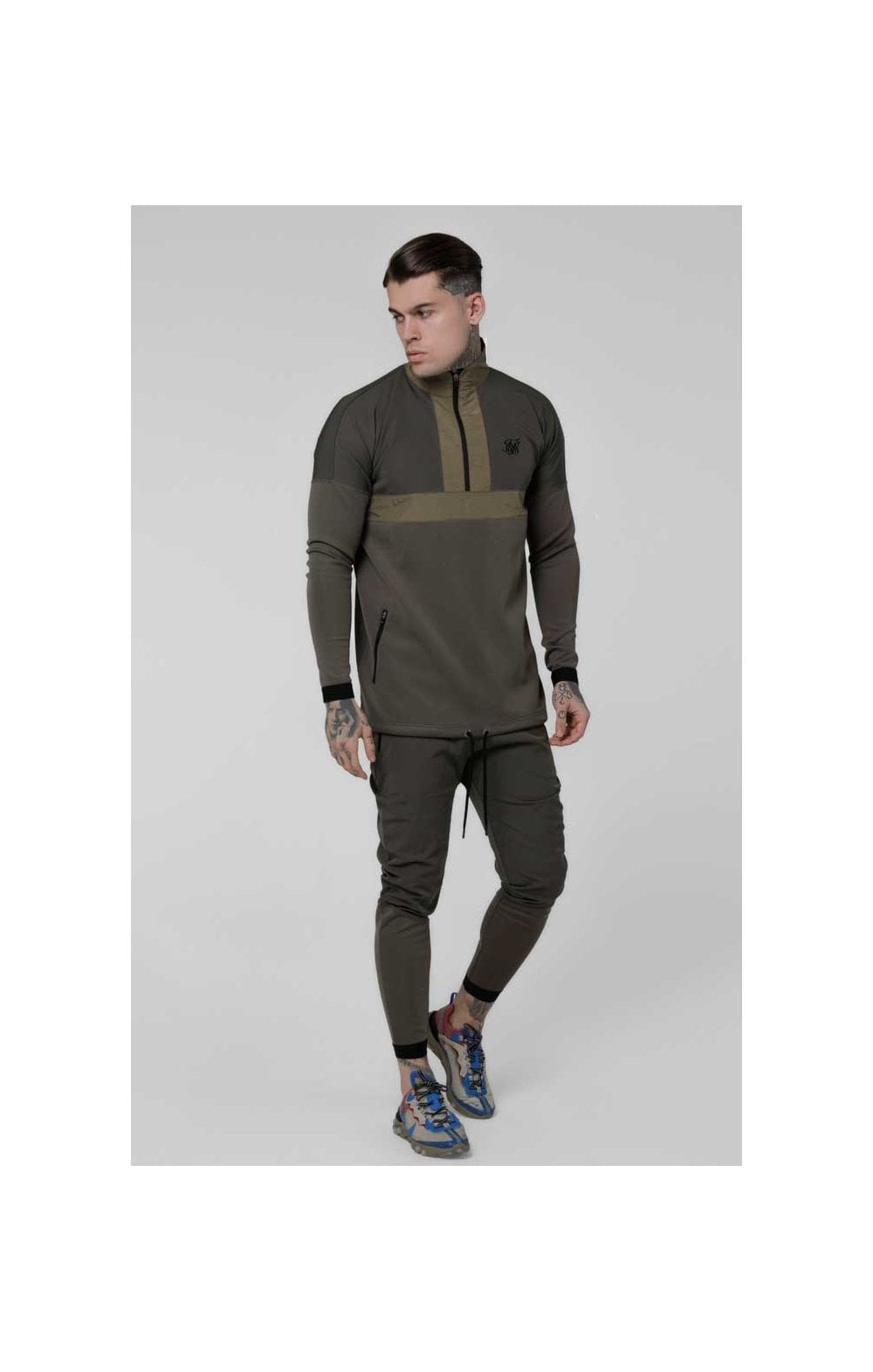 SikSilk Evolution Half Zip Track Top - Khaki (3)