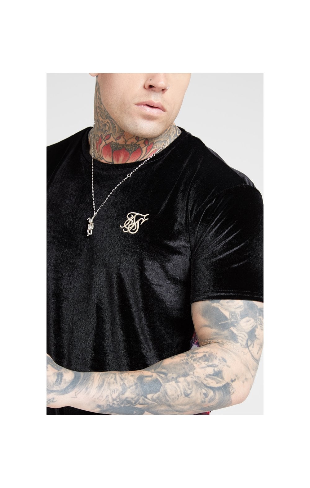 SikSilk S/S Slide Tee - Black & Oil Paint (1)