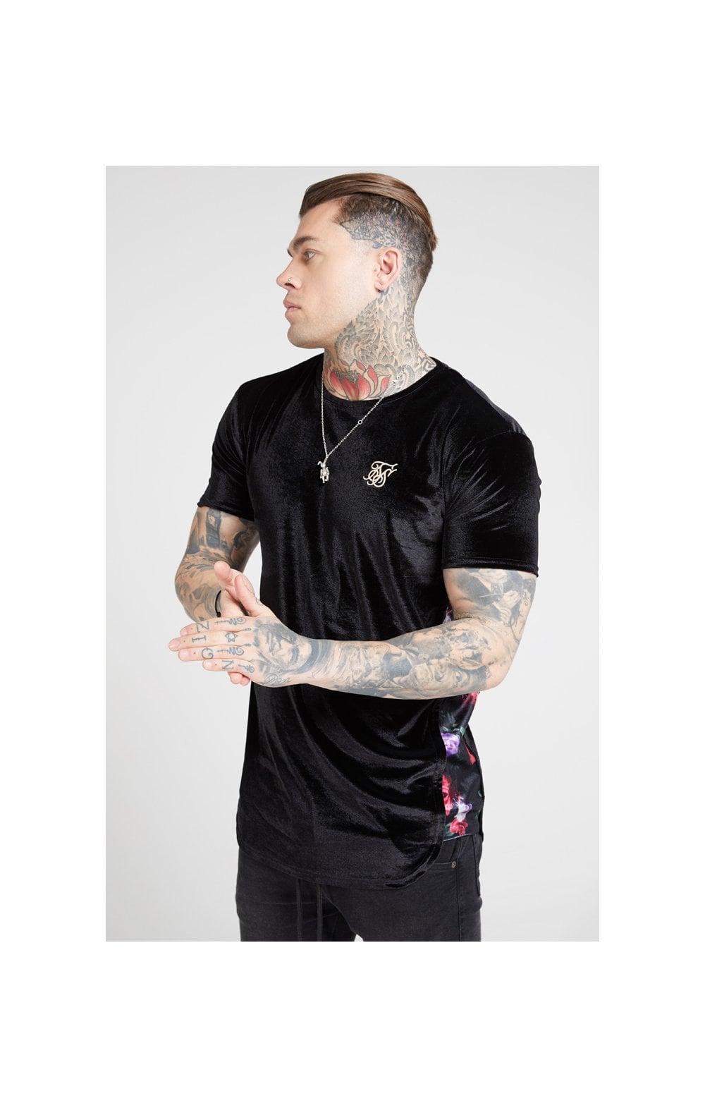 SikSilk S/S Slide Tee - Black & Oil Paint