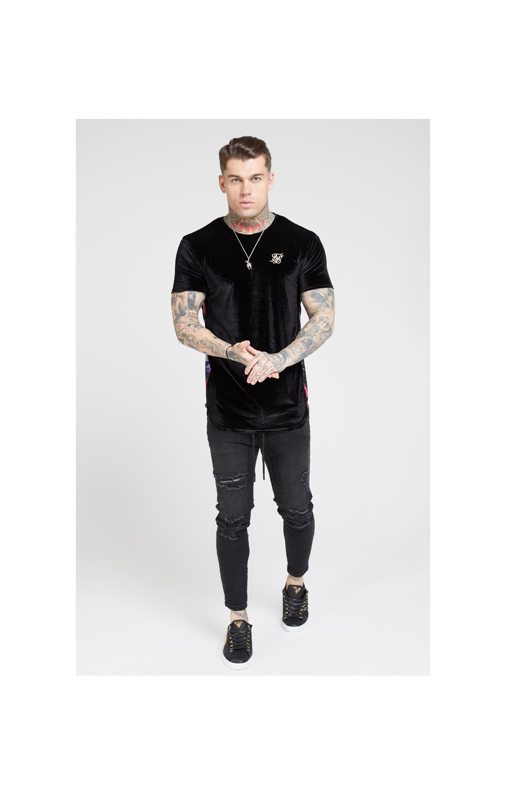 SikSilk S/S Slide Tee - Black & Oil Paint (2)