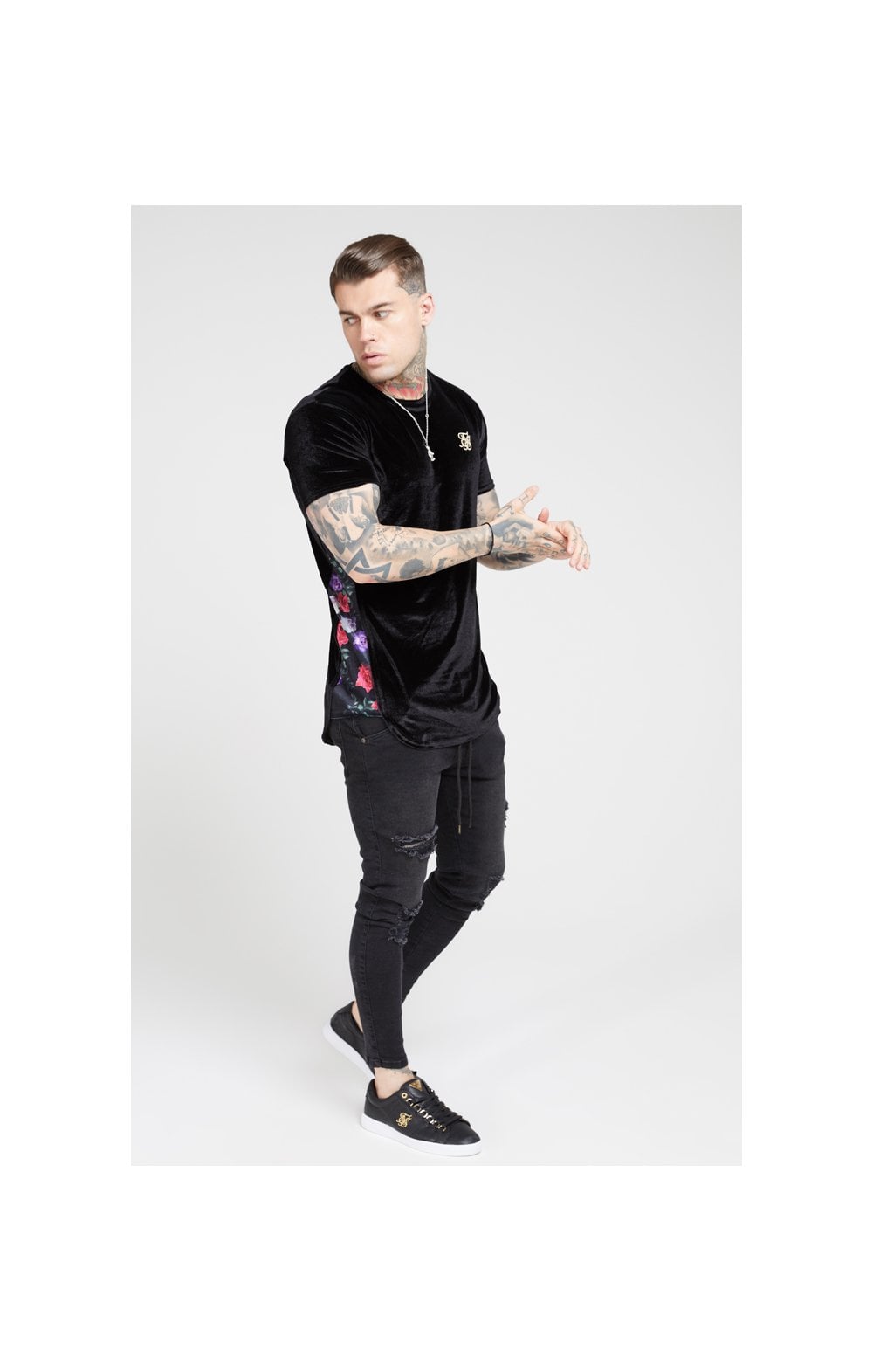 SikSilk S/S Slide Tee - Black & Oil Paint (3)