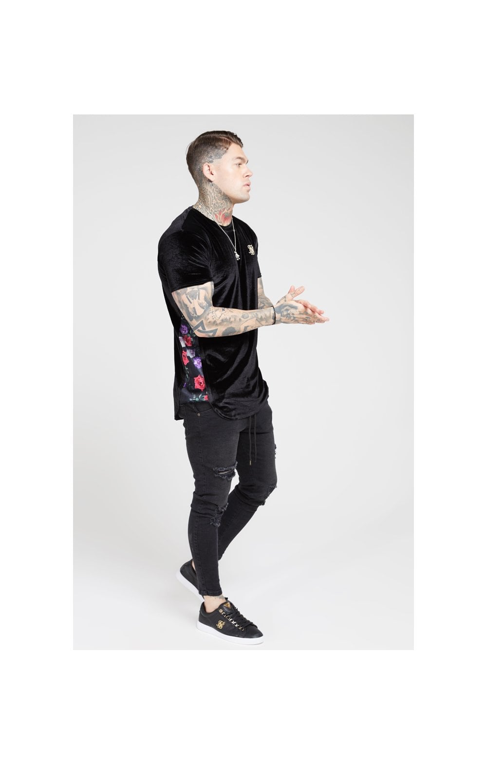 SikSilk S/S Slide Tee - Black & Oil Paint (4)