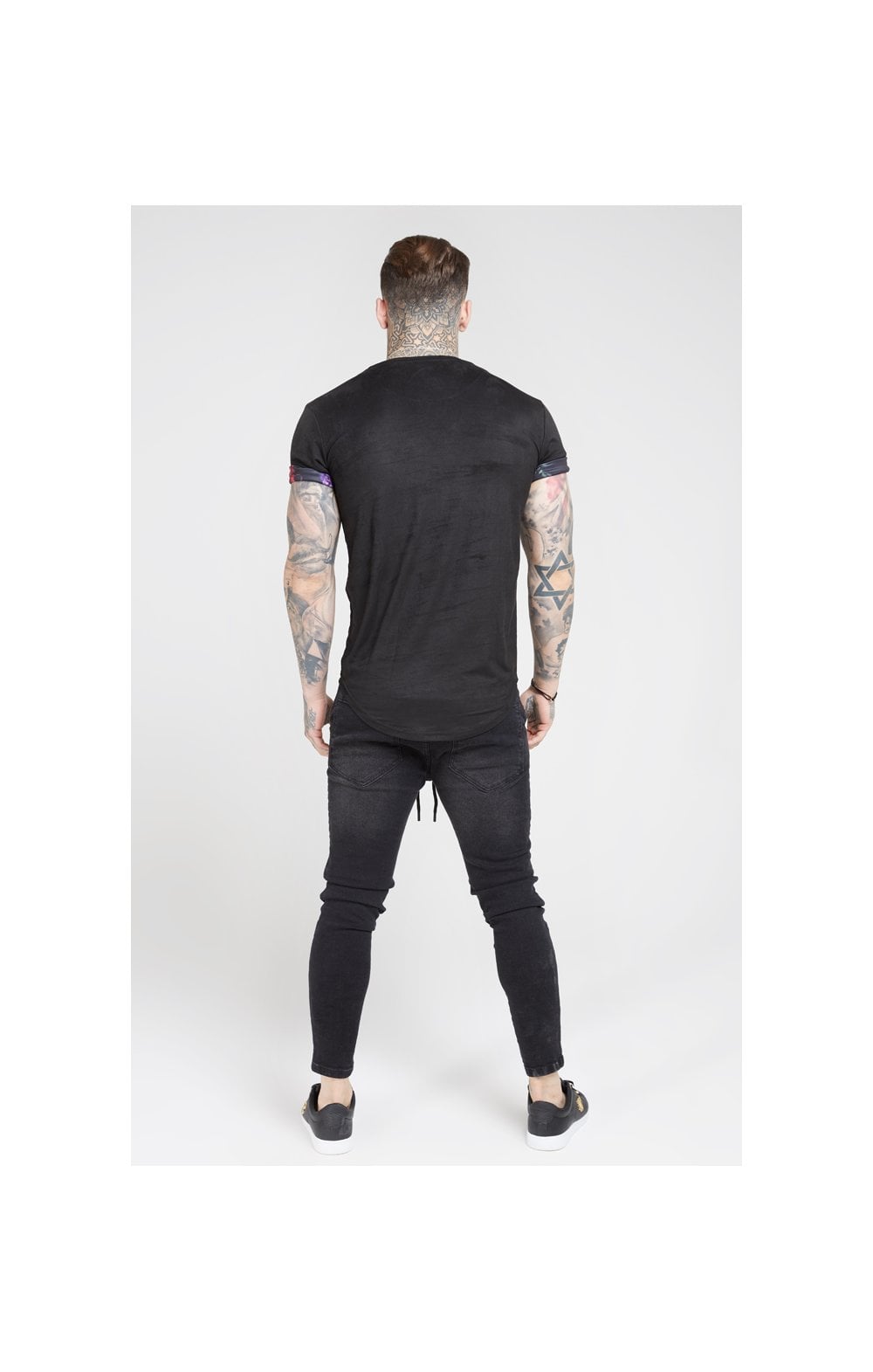 Load image into Gallery viewer, SikSilk S/S Roll Sleeve Tee – Black &amp; Oil Paint (5)