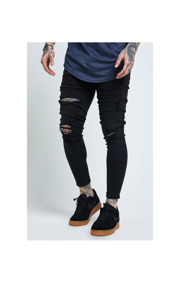 SikSilk Distressed Skinny Jeans – Black