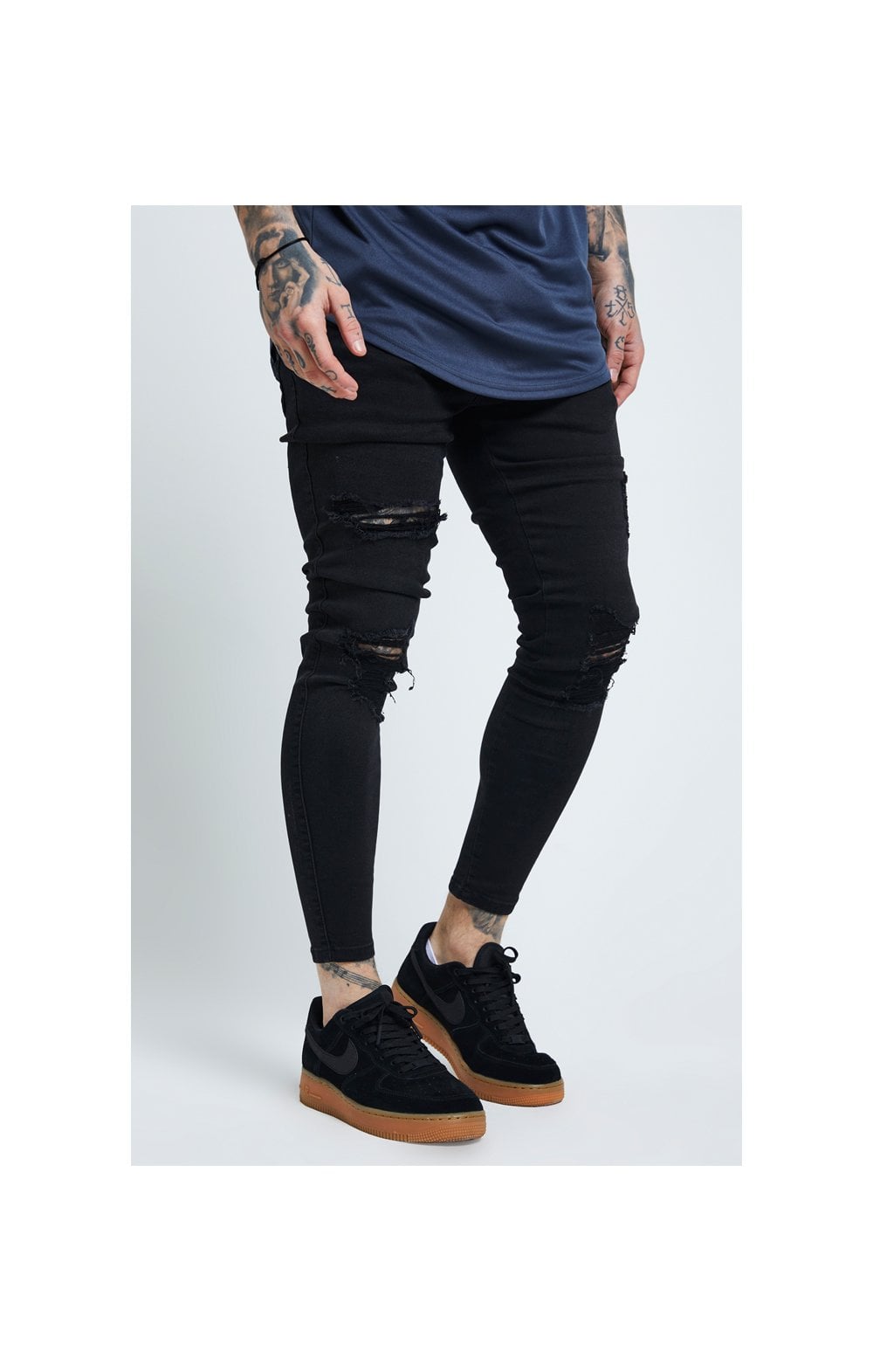 SikSilk Distressed Skinny Jeans – Black (1)