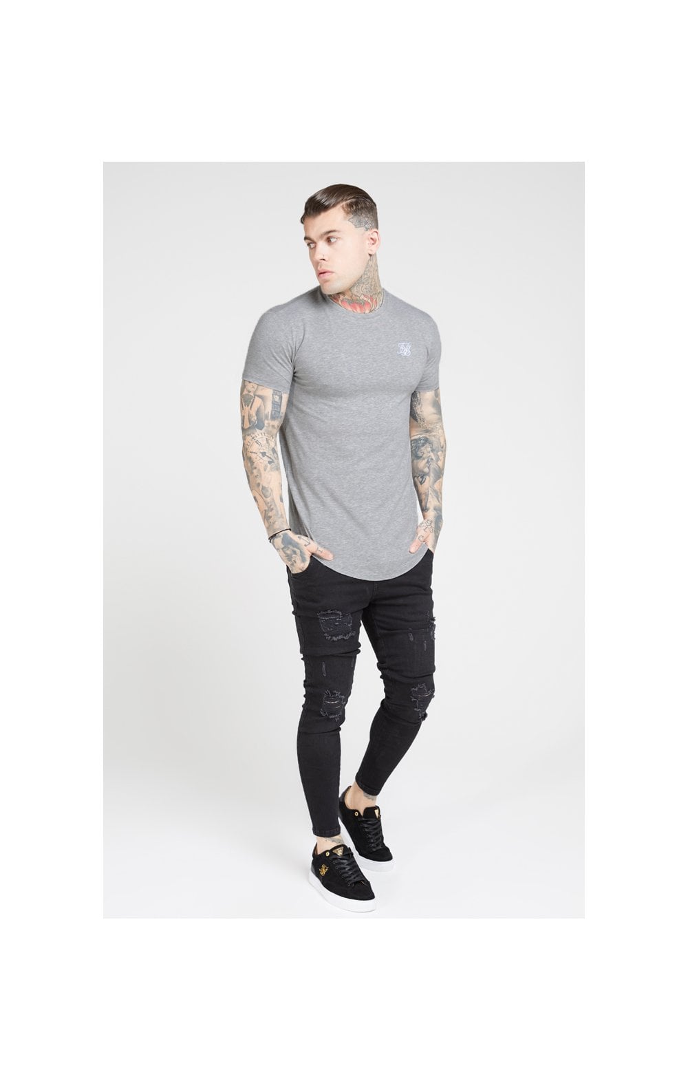 SikSilk S/S Core Gym Tee – Grey Marl (3)