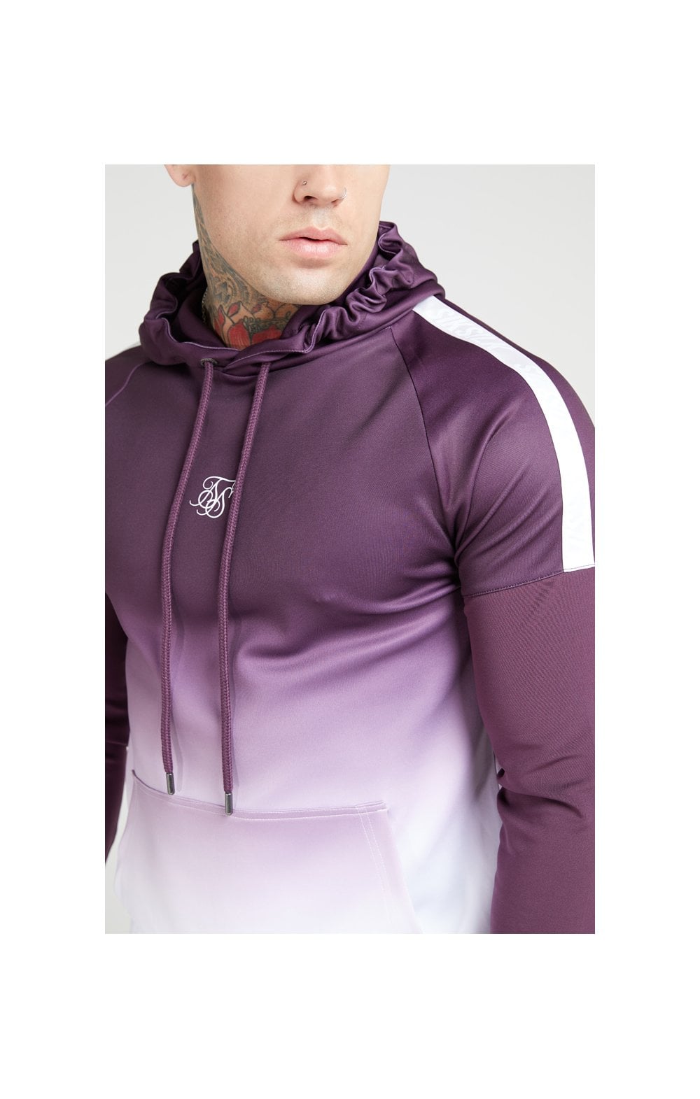 Load image into Gallery viewer, SikSilk Vapour Hybrid Sleeve Tape Hoodie - Rich Burgundy Fade