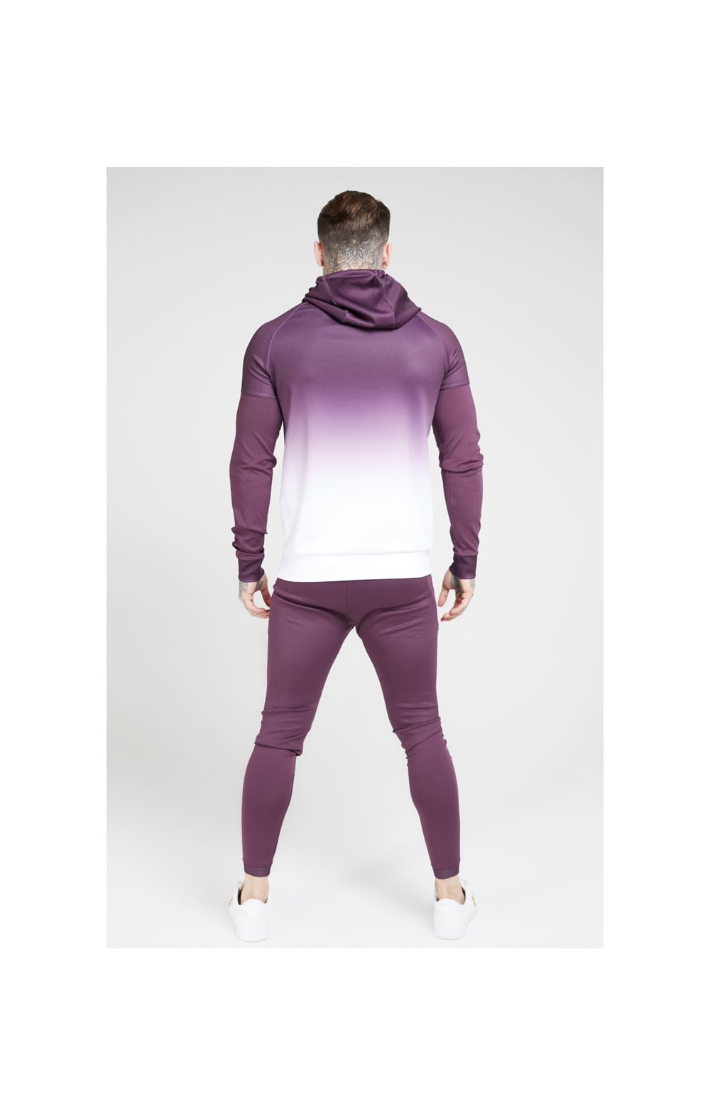 Load image into Gallery viewer, SikSilk Vapour Hybrid Sleeve Tape Hoodie - Rich Burgundy Fade (6)