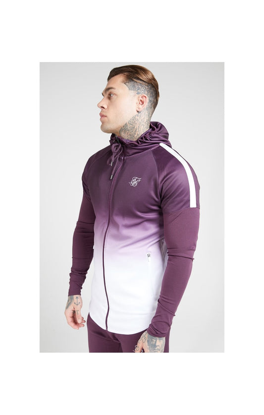 SikSilk Athlete Hybrid Zip Through Hoodie – Rich Burgundy Fade