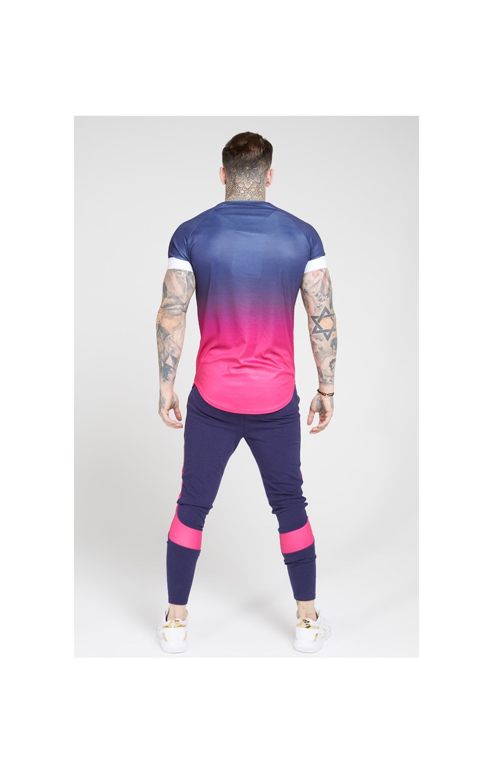 Load image into Gallery viewer, SikSilk S/S Fade Panel Tech Tee – Navy &amp; Neon Fade (5)